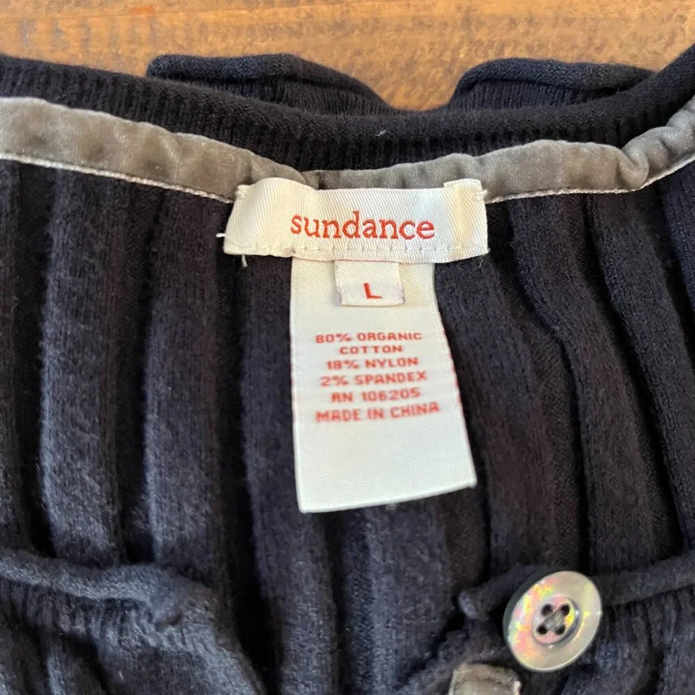 Sundance Fitted Ribbed Henley. Color: Black.  Size: Large. Gently Used. - Picture 3 of 3